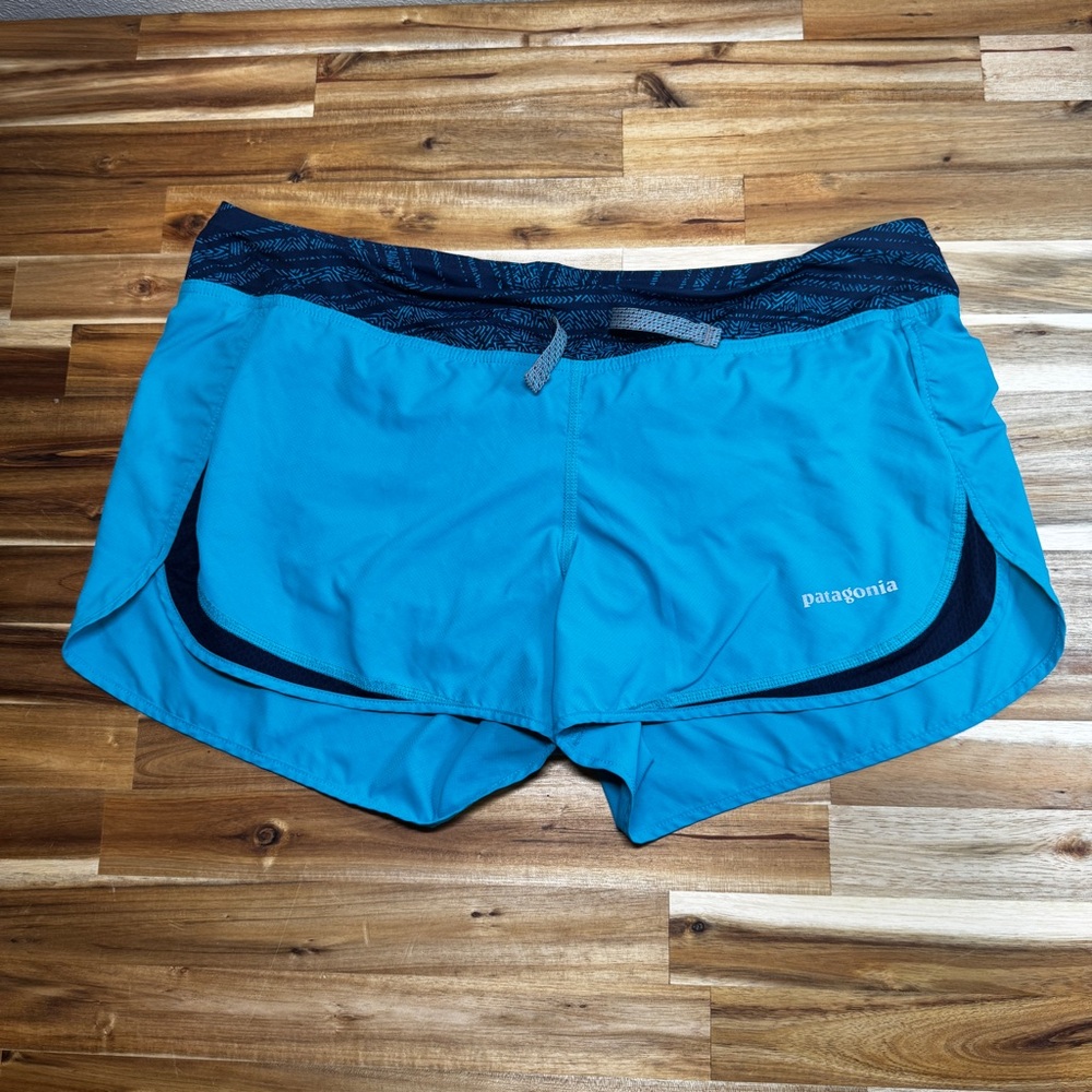 Patagonia Running Shorts M Blue Activewear Built-in Liner Drawstring Trail‎